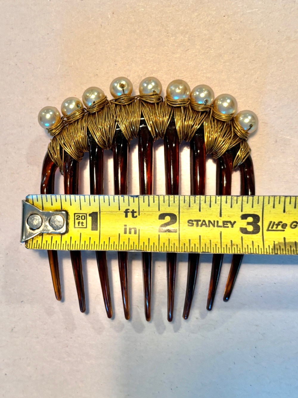 Vintage Colette Malouf Pearl Beaded Tortoiseshell Hair Comb Regency Victorian - Picture 8 of 8